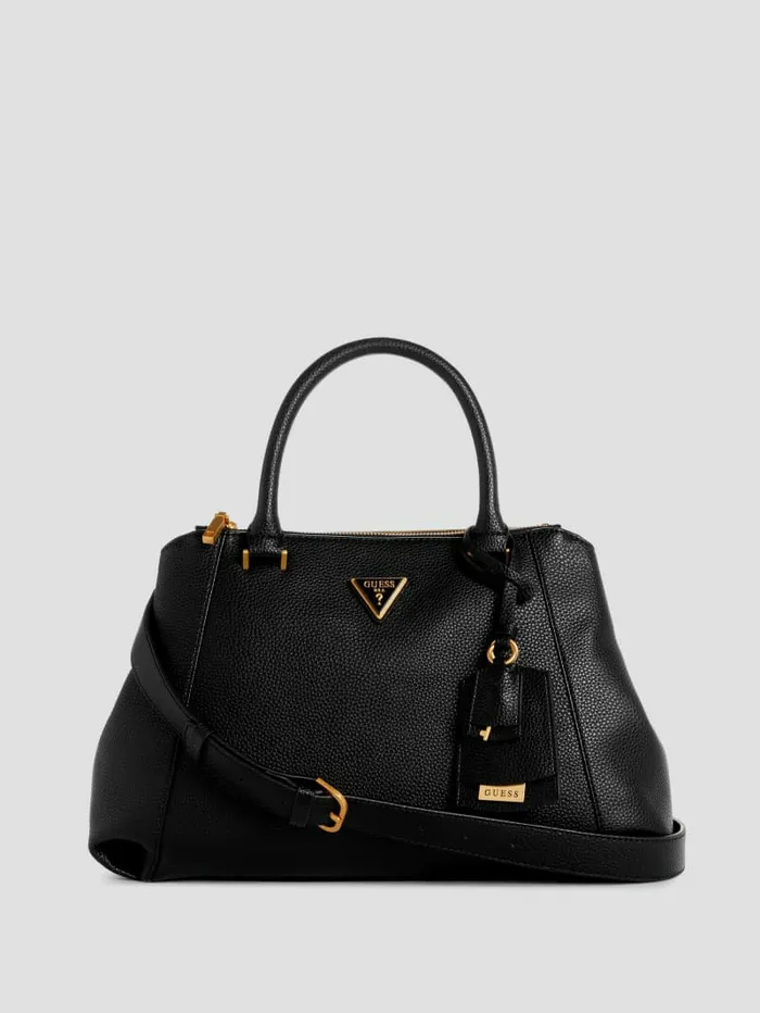 Women Laryn Pebbled Luxury Satchel Black Handbags GUESS