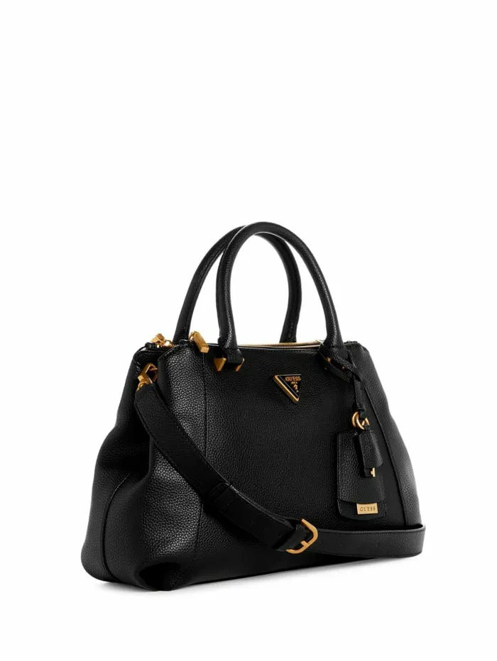 Women Laryn Pebbled Luxury Satchel Black Handbags GUESS Women Laryn Pebbled Luxury Satchel Black Handbags GUESS