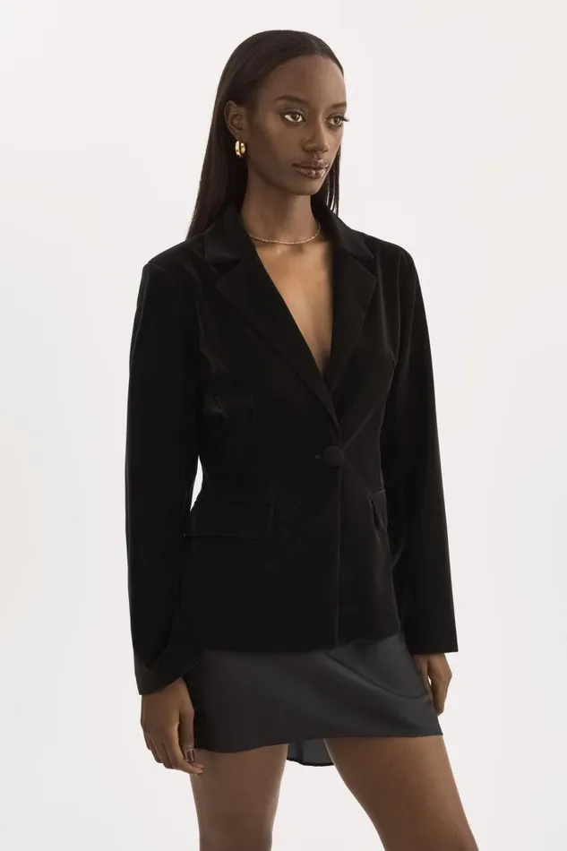 Women LOTTIE Faux Leather Blazer Black LAMARQUE Blazers