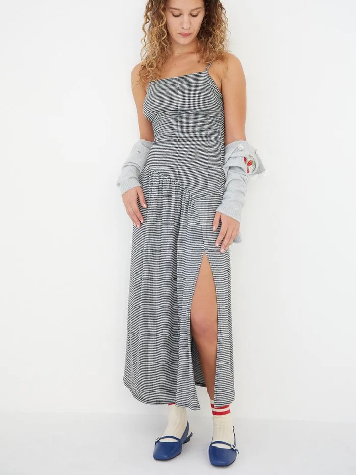 Women Lynn Midi Dress Caviar Gingham Lisa Says Gah Dresses