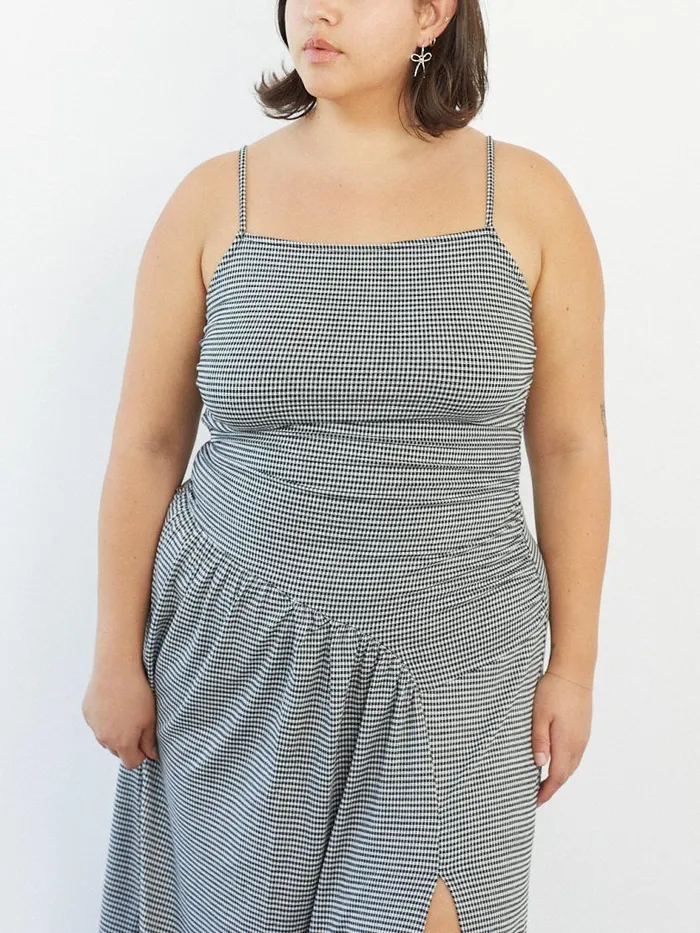 Women Lynn Midi Dress Caviar Gingham Lisa Says Gah Dresses