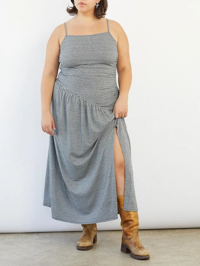 Women Lynn Midi Dress Caviar Gingham Lisa Says Gah Dresses