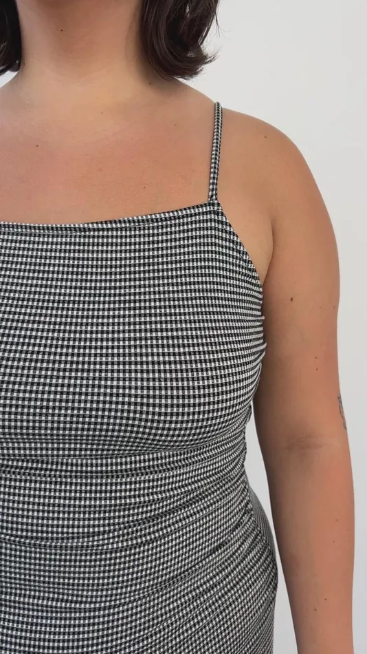 Women Lynn Midi Dress Caviar Gingham Lisa Says Gah Dresses