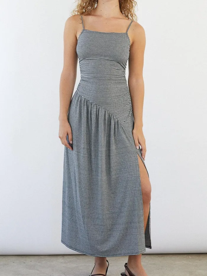 Women Lynn Midi Dress Caviar Gingham Lisa Says Gah Dresses