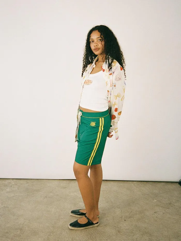 Women Made Some Long Shorts Green and Yellow Lisa Says Gah Shorts