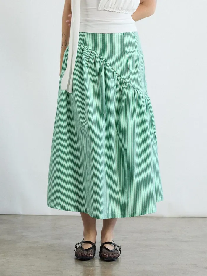 Women Maeve Midi Skirt Green Stripe Lisa Says Gah Skirts
