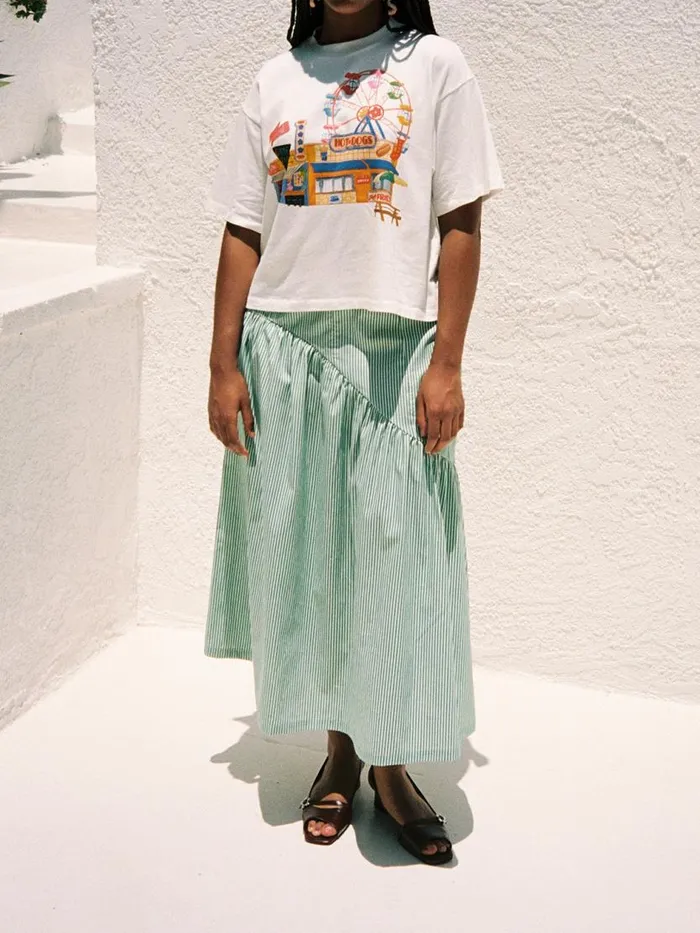Women Maeve Midi Skirt Green Stripe Lisa Says Gah Skirts