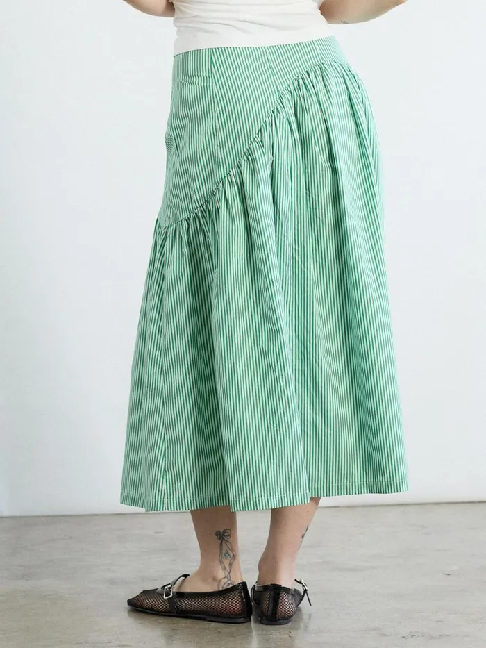 Women Maeve Midi Skirt Green Stripe Lisa Says Gah Skirts