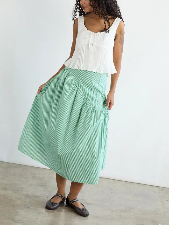 Women Maeve Midi Skirt Green Stripe Lisa Says Gah Skirts