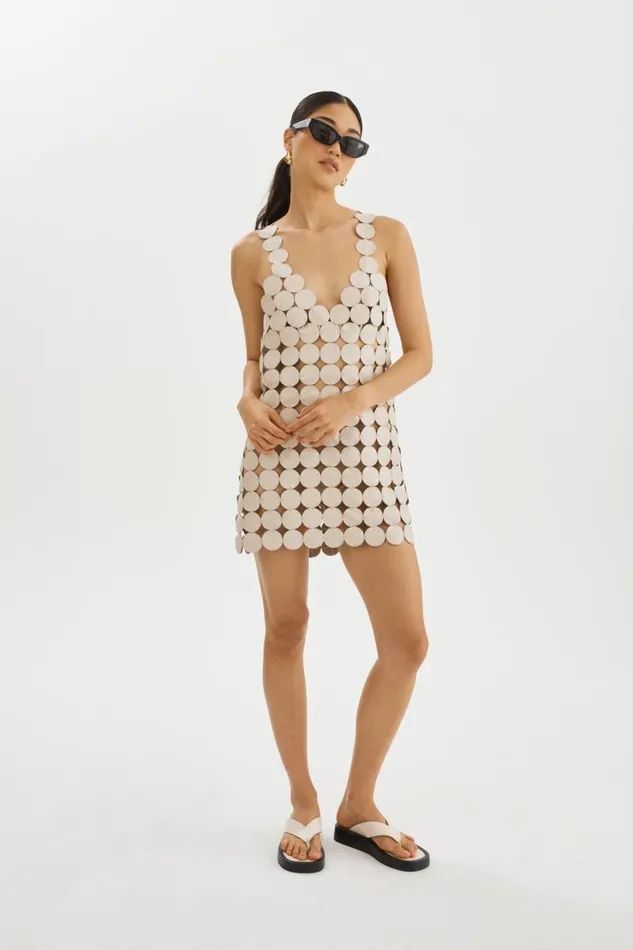 Women MALIA Multi Circle Mini Dress Bone LAMARQUE Dresses Women MALIA Multi Circle Mini Dress Bone LAMARQUE Dresses
