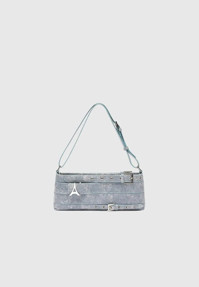 Women Manire De Voir Denim Effect Eiffel Belt Bag Blue