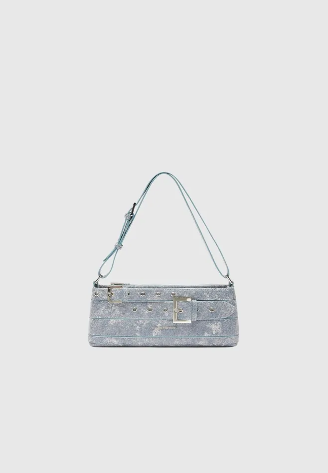 Women Manire De Voir Denim Effect Eiffel Belt Bag Blue