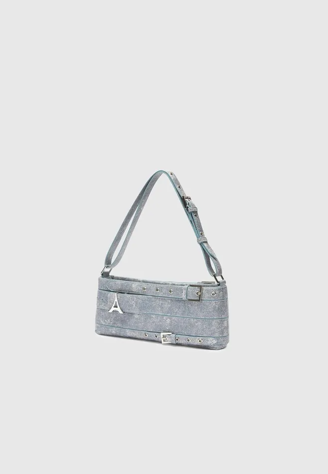 Women Manire De Voir Denim Effect Eiffel Belt Bag Blue