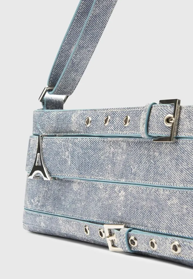 Women Manire De Voir Denim Effect Eiffel Belt Bag Blue