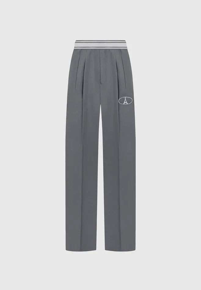 Women Manire De Voir Elasticated Signature Pleated Trousers Dark Grey