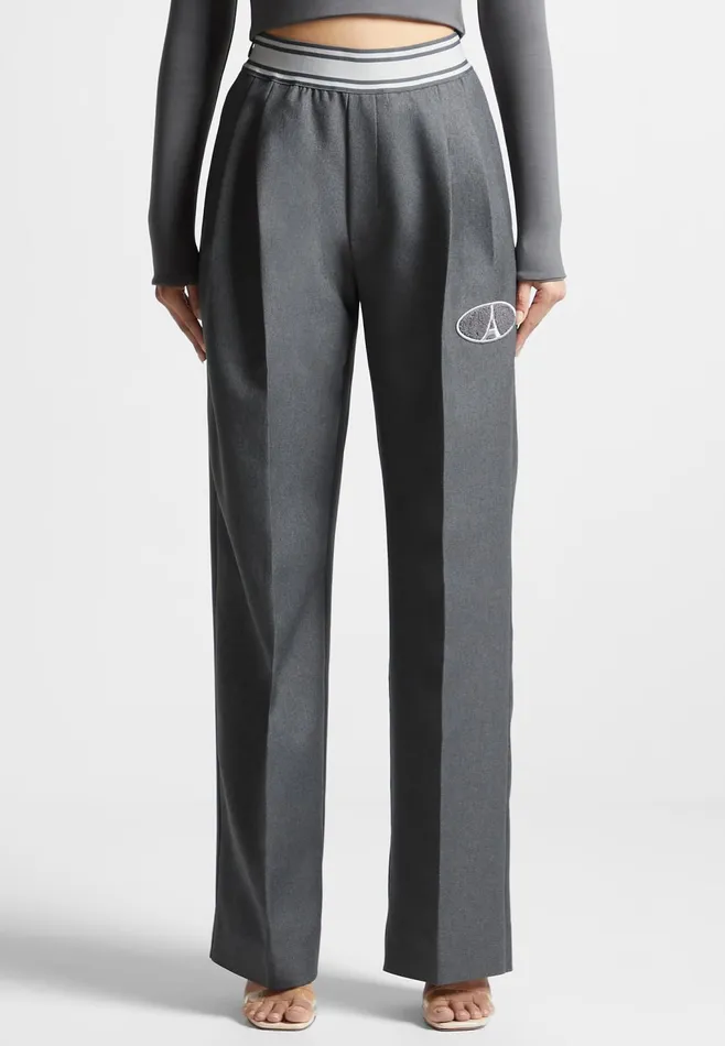 Women Manire De Voir Elasticated Signature Pleated Trousers Dark Grey