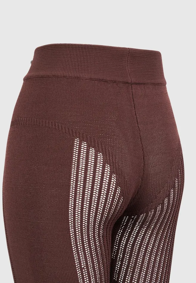 Women Manire De Voir Knitted High Waisted Leggings Brown