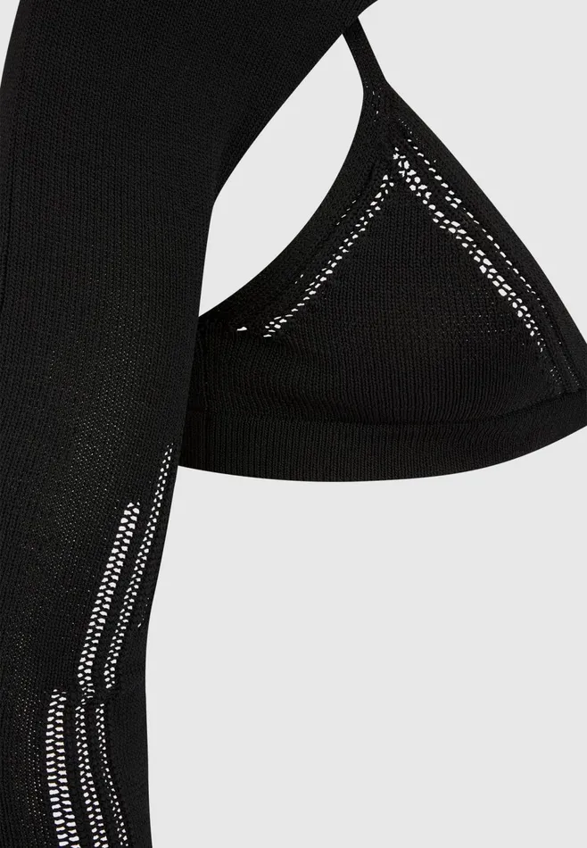 Women Manire De Voir Knitted Sleeve Overlay With Bralette Black