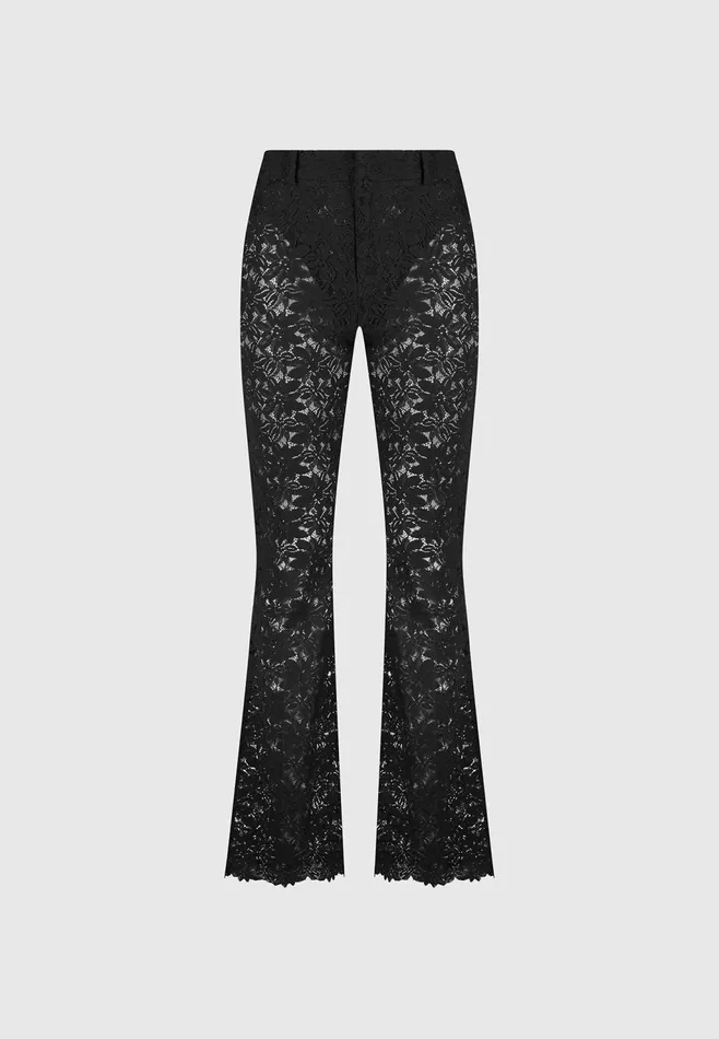 Women Manire De Voir Lace Fit And Flare Trousers Black