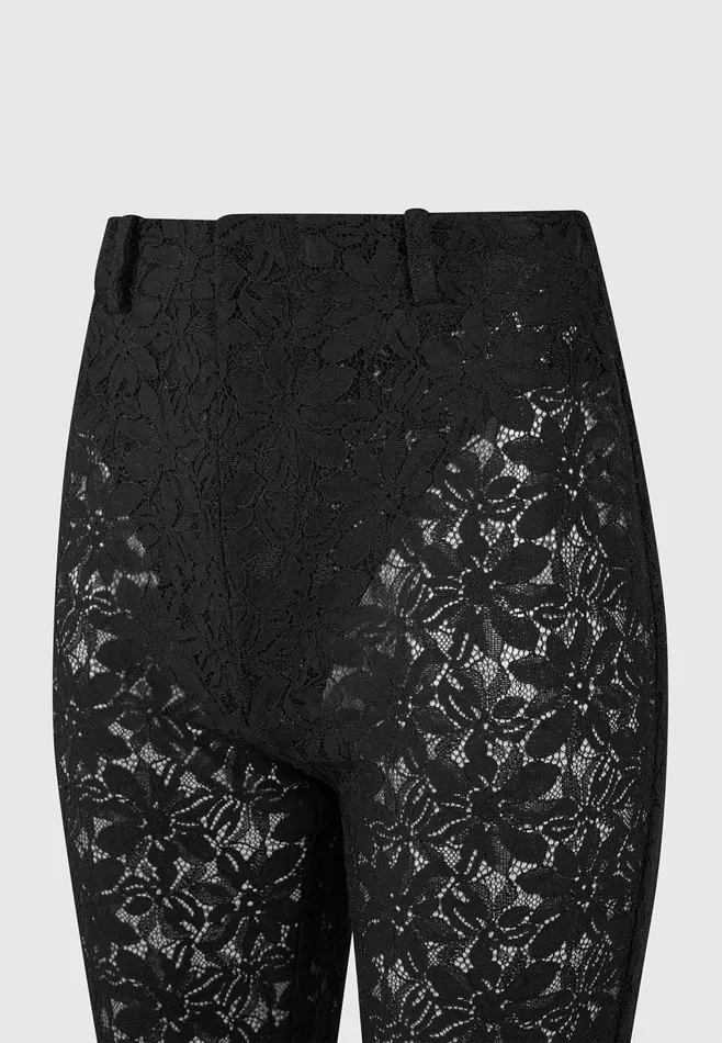 Women Manire De Voir Lace Fit And Flare Trousers Black