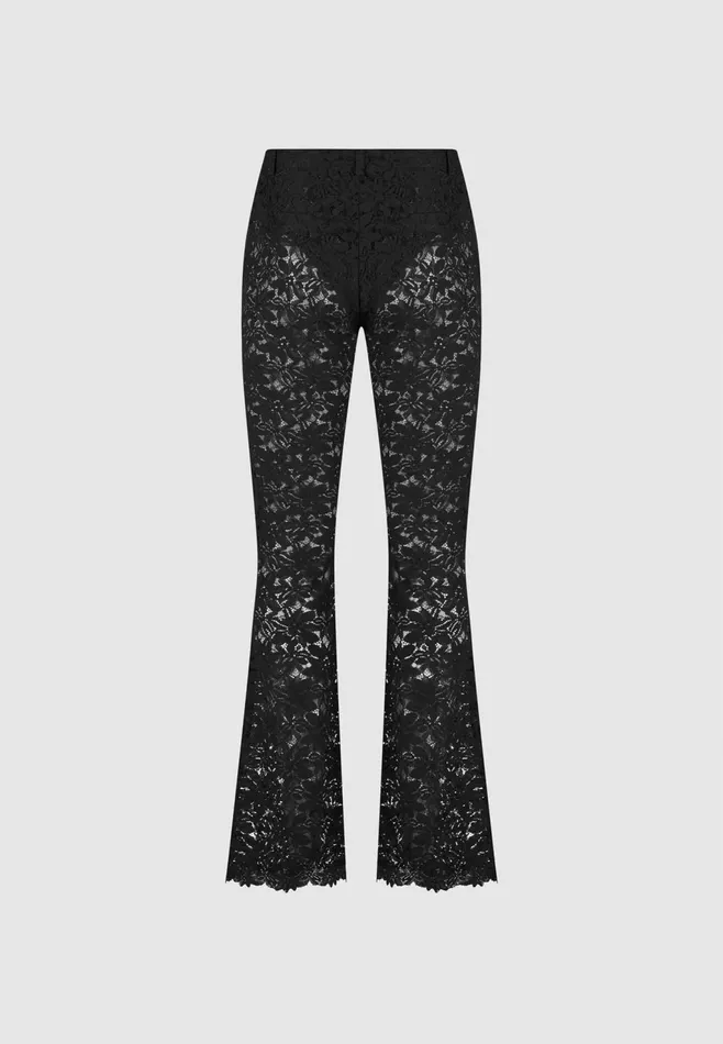 Women Manire De Voir Lace Fit And Flare Trousers Black