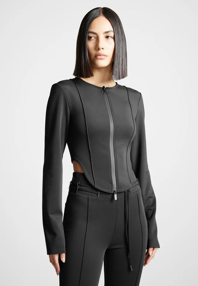 Women Manire De Voir Neoprene Corset Jacket Black
