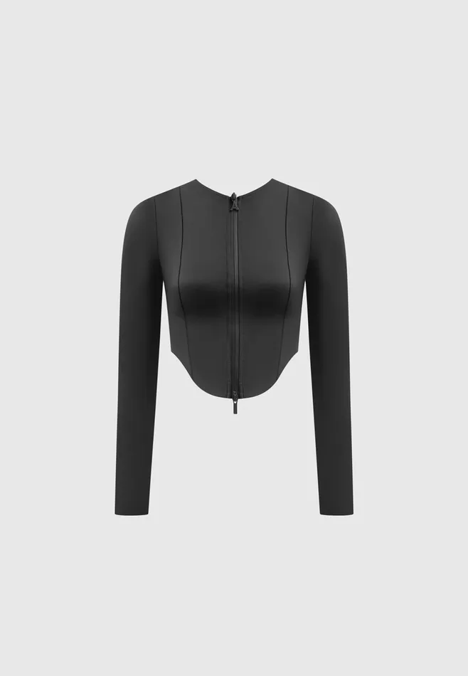 Women Manire De Voir Neoprene Corset Jacket Black