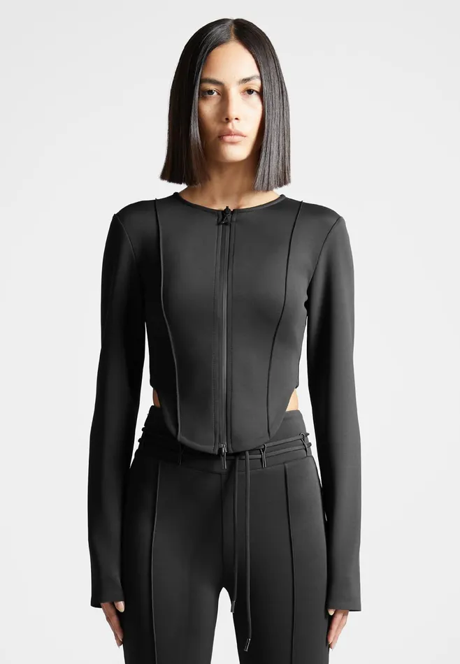 Women Manire De Voir Neoprene Corset Jacket Black