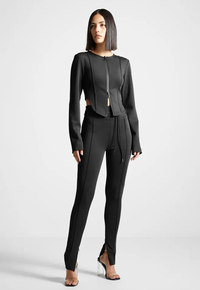 Women Manire De Voir Neoprene Corset Jacket Black