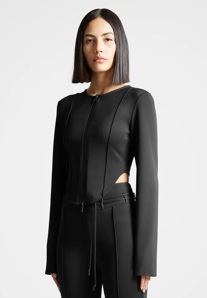 Women Manire De Voir Neoprene Corset Jacket Black
