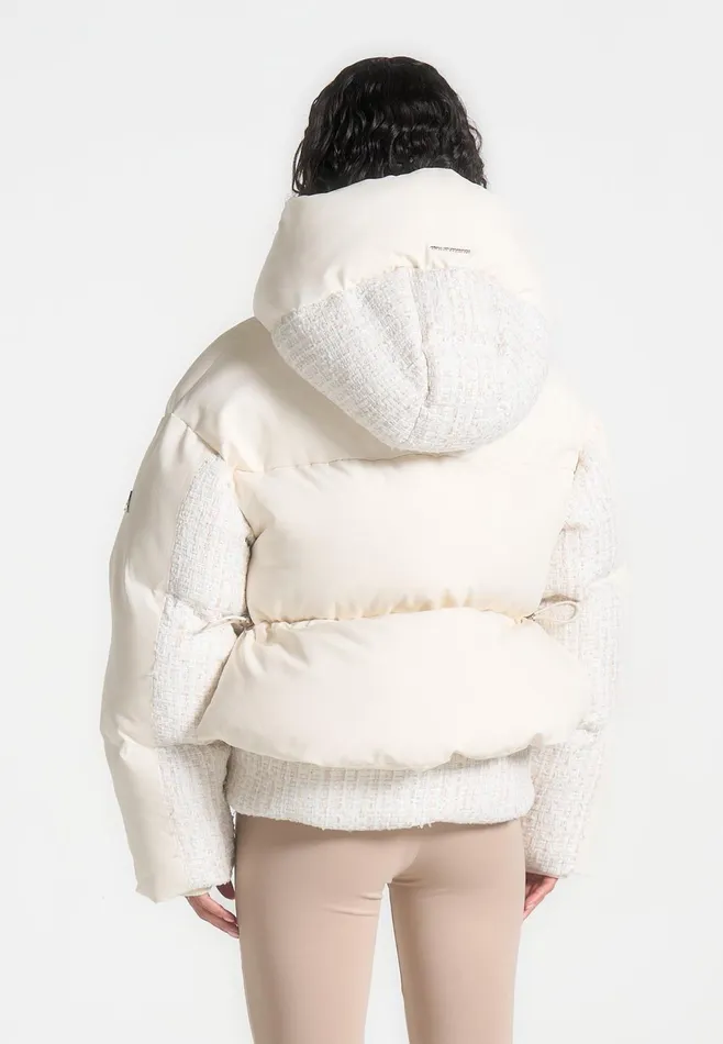 Women Manire De Voir Oversized Tweed Puffer Jacket Cream