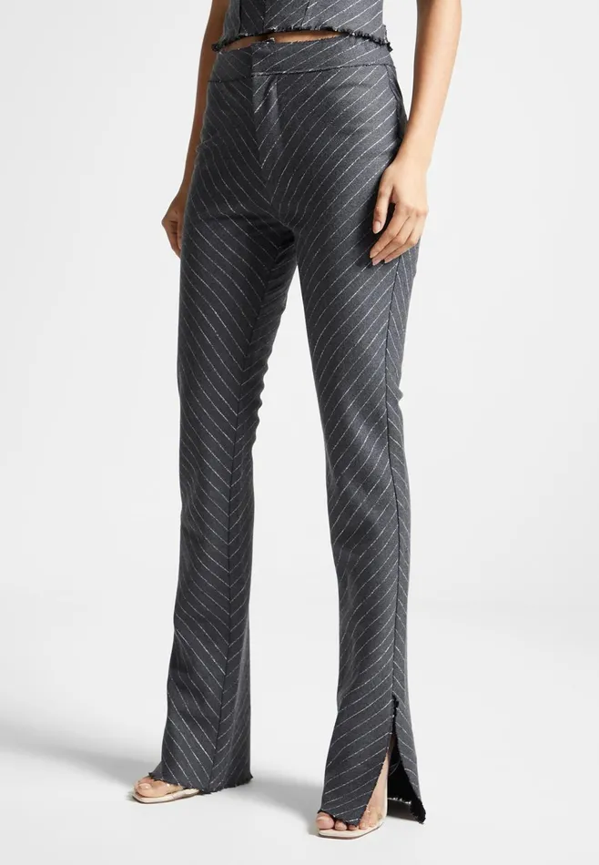 Women Manire De Voir Pinstripe Mini Flared Trousers Grey