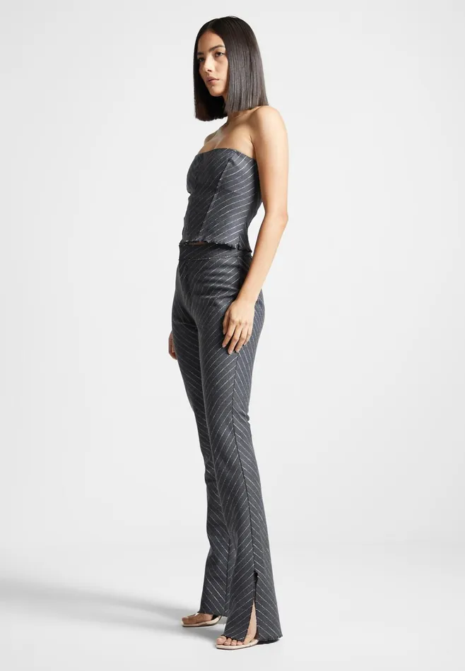 Women Manire De Voir Pinstripe Mini Flared Trousers Grey