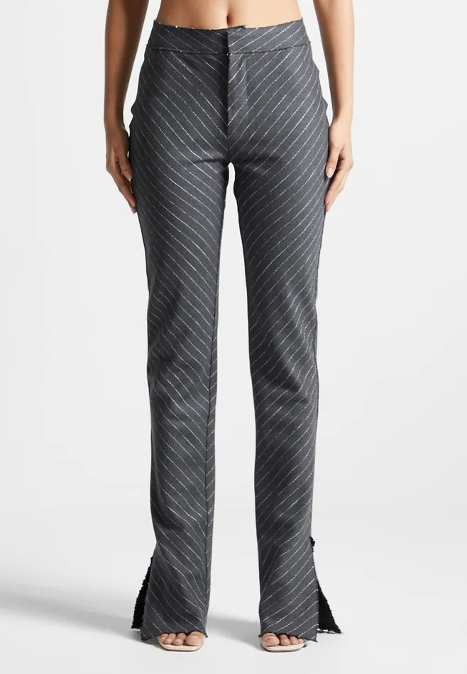 Women Manire De Voir Pinstripe Mini Flared Trousers Grey