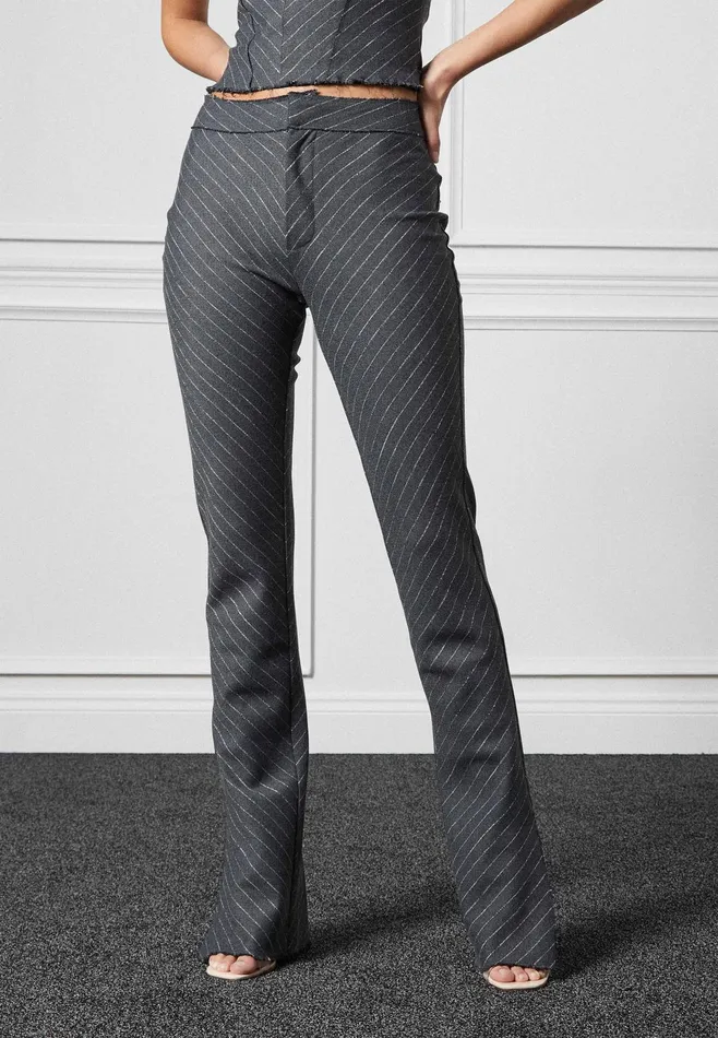 Women Manire De Voir Pinstripe Mini Flared Trousers Grey