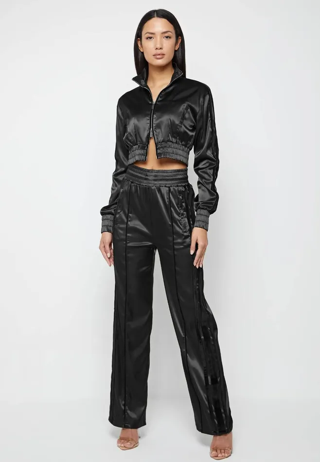 Women Manire De Voir Satin Track Jacket Black