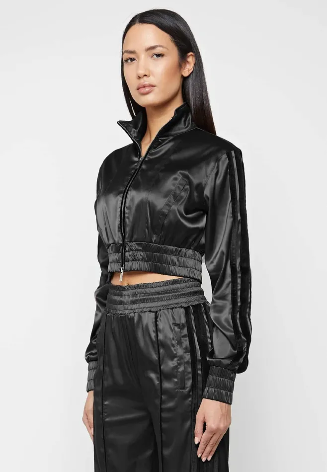 Women Manire De Voir Satin Track Jacket Black