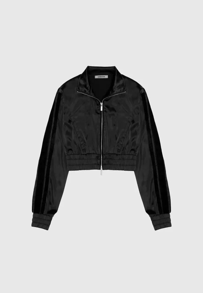 Women Manire De Voir Satin Track Jacket Black