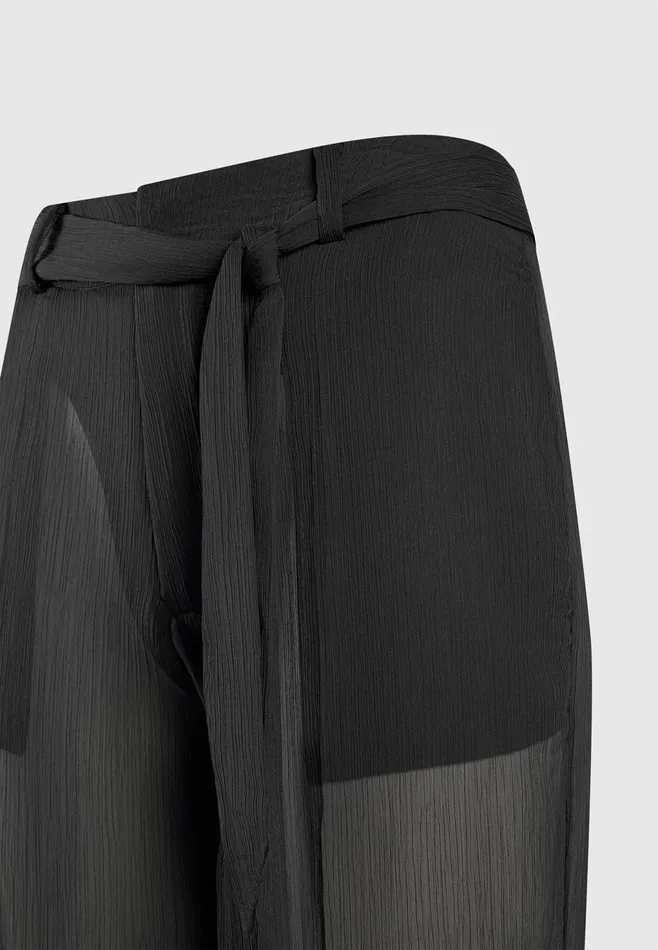 Women Manire De Voir Sheer Trousers With Belt Black