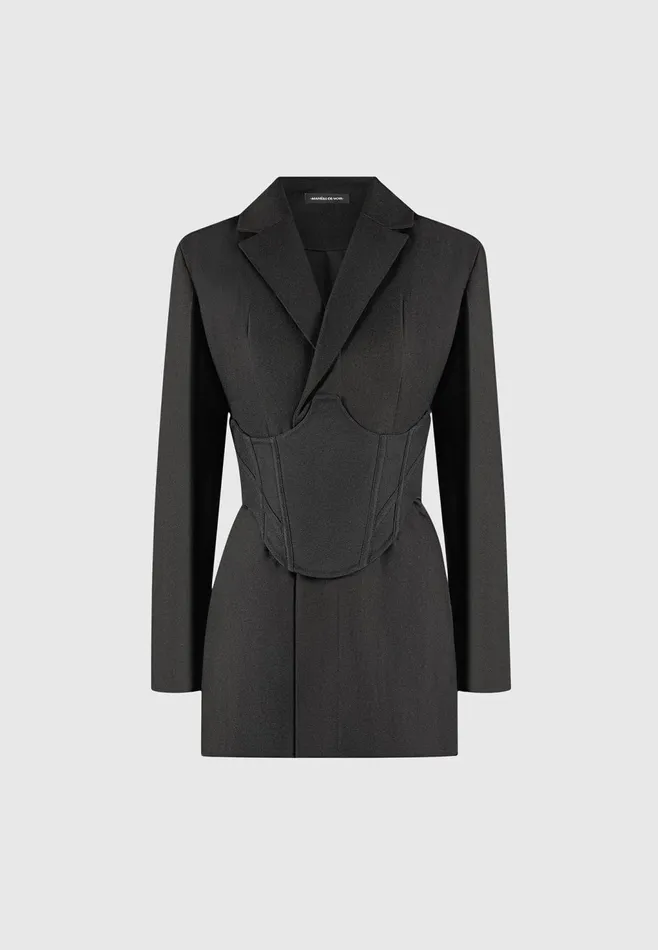 Women Manire De Voir Tailored Blazer Dress With Reversible Corset Black