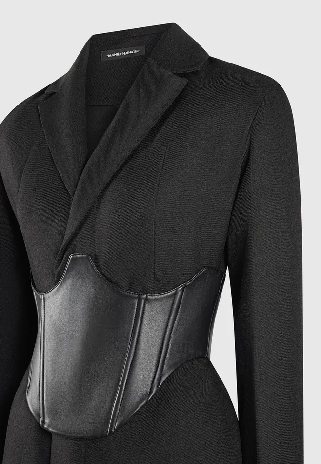 Women Manire De Voir Tailored Blazer Dress With Reversible Corset Black