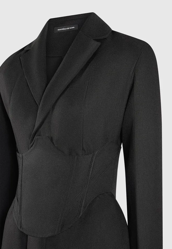 Women Manire De Voir Tailored Blazer Dress With Reversible Corset Black