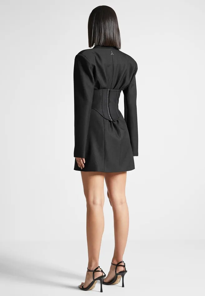 Women Manire De Voir Tailored Blazer Dress With Reversible Corset Black