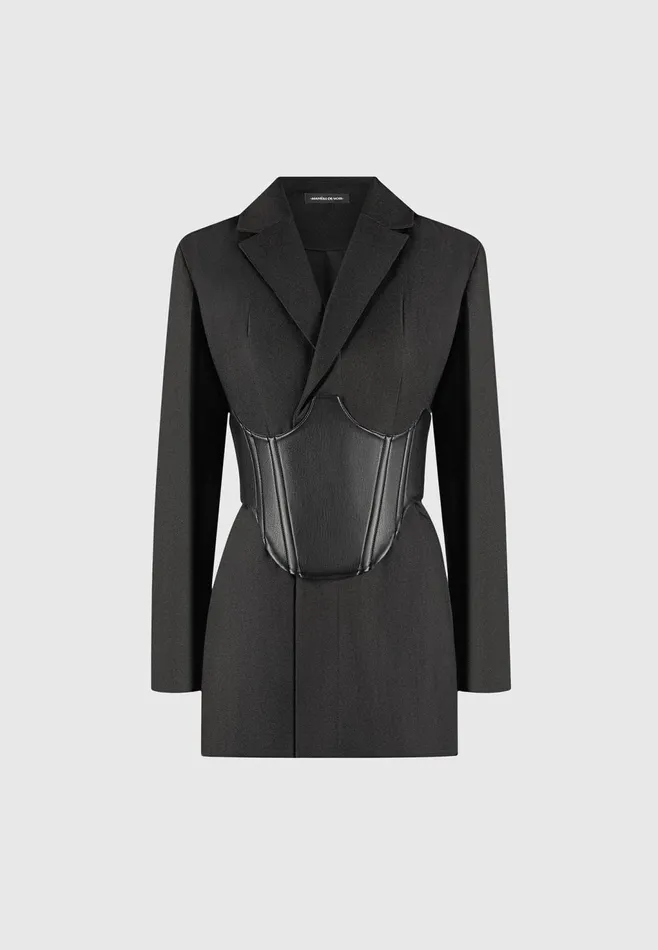 Women Manire De Voir Tailored Blazer Dress With Reversible Corset Black