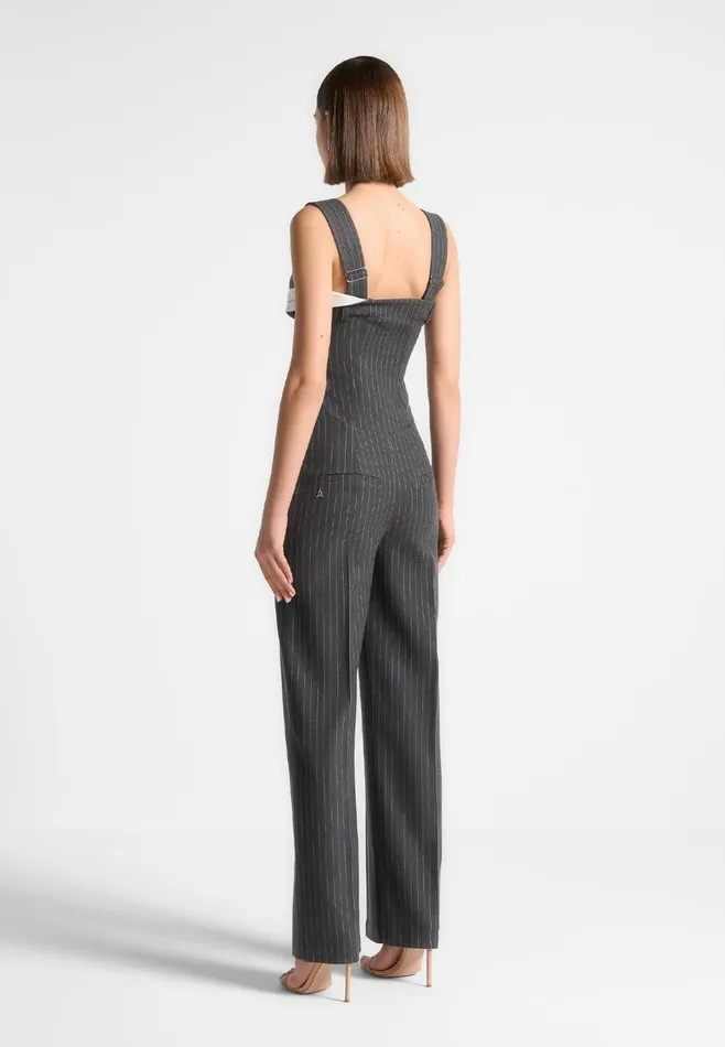 Women Manire De Voir Tailored Pinstripe Jumpsuit Grey
