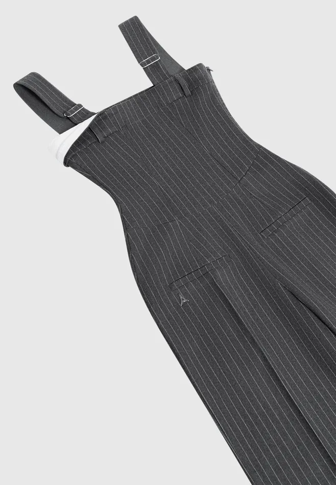Women Manire De Voir Tailored Pinstripe Jumpsuit Grey