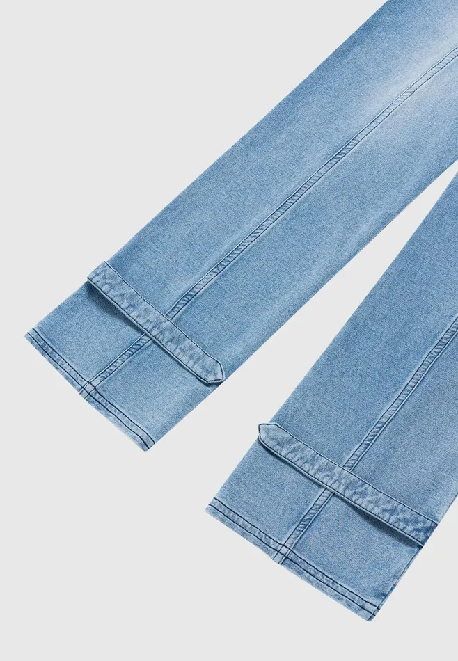 Women Manire De Voir Washed Denim Jersey Joggers Mid Blue