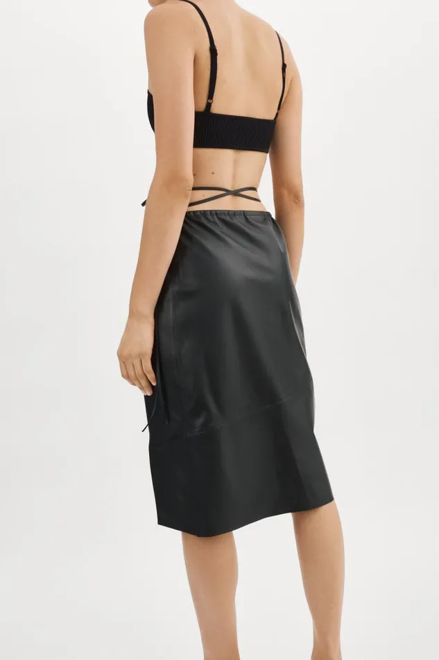 Women MARISSA Leather Tie Skirt Black LAMARQUE Skirts Women MARISSA Leather Tie Skirt Black LAMARQUE Skirts