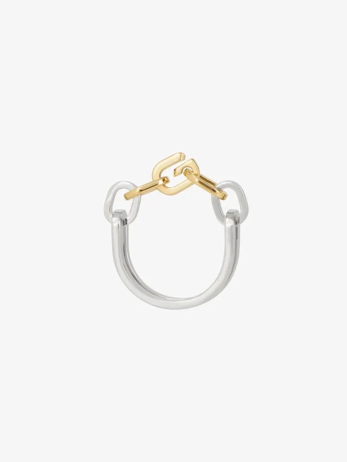 WomenMen Jewelry Givenchy G Link Two Tone Ring In Metal Goldensilvery