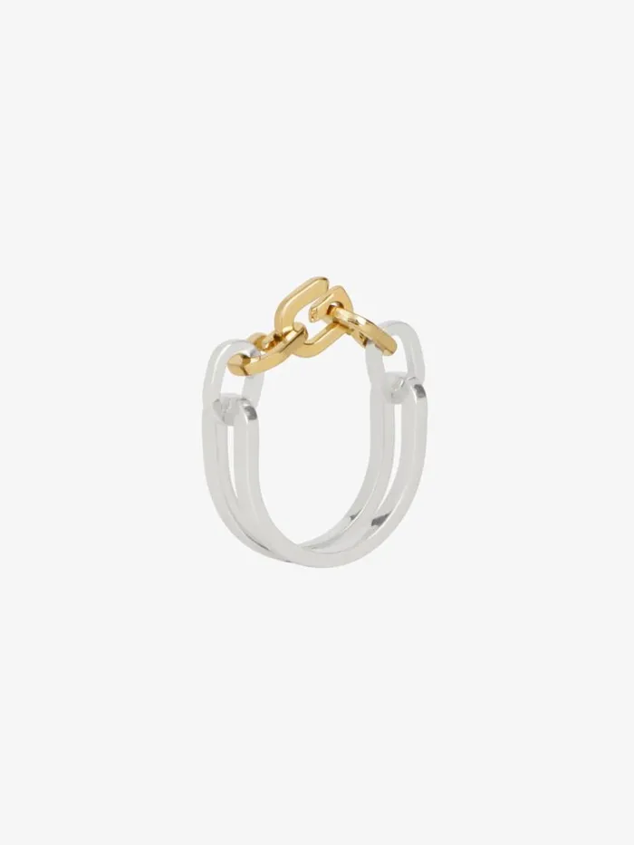 WomenMen Jewelry Givenchy G Link Two Tone Ring In Metal Goldensilvery WomenMen Jewelry Givenchy G Link Two Tone Ring In Metal Goldensilvery